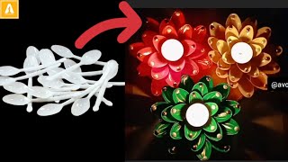 quotDIY Festive Decor How to Make a Stunning Diya Stand with Plastic Spoons  Easy Craft Ideasquot [upl. by Acirretahs]