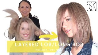 BOBLOB  LONG BOB HAIRCUT  tutorial by SANJA KARASMAN [upl. by Dalli]