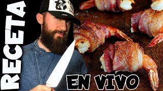 RECETA EN VIVO CAMARONES ENVUELTOS EN TOCINO Y QUESO REGALOS DE JAPÓN [upl. by Heddie470]