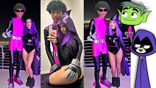 Tana Mongeau’s Halloween Party Dressed as Beast Boy amp Raven [upl. by Fesoj]