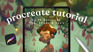 🖌️ Procreate tutorial 2024  my 10 favourite tips tricks amp tools as an illustrator [upl. by Yrhcaz]