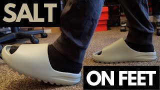 Yeezy Slide Salt Unboxing  On Feet [upl. by Bevis]