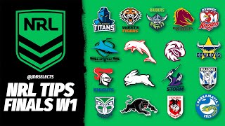 NRL TIPS amp PREDICTIONS  FINALS WEEK ONE 2024 [upl. by Bigot]