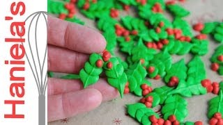 ROYAL ICING HOLLY LEAVES HANIELAS [upl. by Aehtela611]