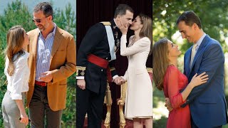 Queens Letizia And Infanta Sofia Of Spain Romantic Couple Photo Party Wear Dress Design Collection [upl. by Lehcyar870]