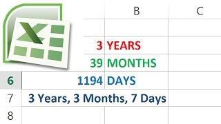 How to Calculate Days Months and Years between Two Dates in Excel [upl. by Llecram]