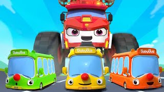 Little Bus Rescue Song  Wheels on the Bus🚌 Nursery Rhymes amp Kids Songs  BabyBus  Cars World [upl. by Llenaej615]