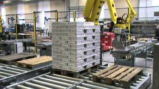 Fully automatic robot palletizing system [upl. by Anelrahs]