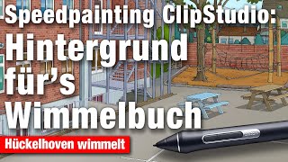 Speedpainting Hintergrund für „Hückelhoven wimmelt“ Schulhof Schaufenberg  Clip Studio Paint [upl. by Ary]