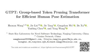 GTPT Groupbased Token Pruning Transformerfor Efficient Human Pose Estimation [upl. by Nosnar351]