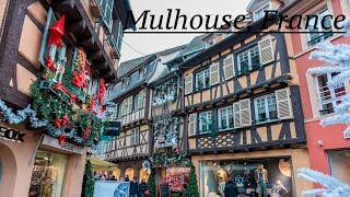 Walk in the city center of Mulhouse during the Christmas market France Part 2 [upl. by Ailices]