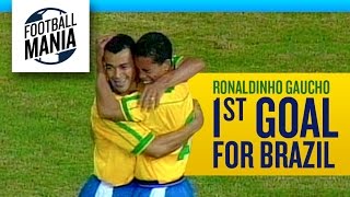 Ronaldinho First Goal for Brazil is Incredible [upl. by Attemaj]