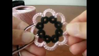 3 TUTORIAL ORECCHINI CHIACCHIERINO AD AGO DUE COLORI NEEDLE TATTING FRIVOLITE Encaje фриволите [upl. by Benge]