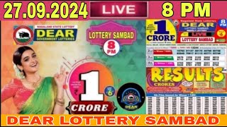 Lottery live 8pm Lottery Sambad live Nagaland lottery live Dear today result 27092024 Lottery Live [upl. by Hsur]