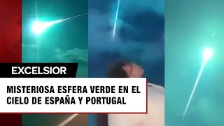 ¿Meteorito Misteriosa esfera verde ilumina cielo de España y Portugal [upl. by Caldera]