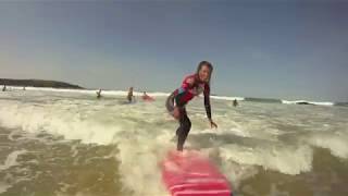 A surf lesson with Harlyn Surf School [upl. by Naeruat]