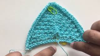 Tunisian Crochet Tutorial  Ruffled Waters Shawl  Closing the beginning V  Left handed [upl. by Lowry]