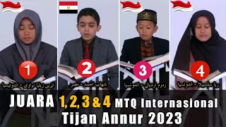 Indonesia Borong Piala  Juara 1 2 3 amp 4 MTQ Internasional Tijan Annur QATAR 2023 [upl. by Mellette]