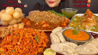 CHATPATE PANIPURINOODLESMOMOMANCHURIANSAMOSA CHAAT ASMR EATING [upl. by Leksehc]