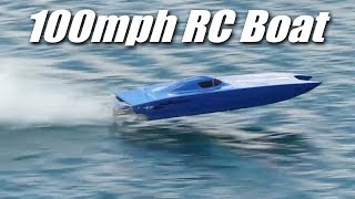 100mph RC Boat  Dual 12s Brushless Motors [upl. by Kcirtapnaes725]