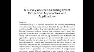 A Survey on Deep Learning Event Extraction Approaches and Applications [upl. by Hobie]