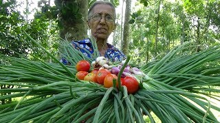 Village Food ❤ Spring Onion Stir Fry Recipe by Grandma [upl. by Ueihttam406]