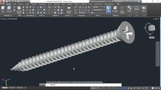 autoCAD 3D Screw in autoCAD how to draw screw 40×50mm single thread [upl. by Nnilsia]