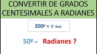 Convertir de Grados Centesimales a Radianes y viceversa  Ejemplos [upl. by Atteynad]