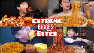 With overly large bites chicken ramen spam mukbang asmr🍗🍝 [upl. by Anagnos]