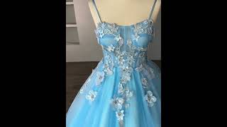 Veaul：Flower Fairy Sky Blue Prom Dresses 2023 Spaghetti Straps Formal Dresses [upl. by Barrus]