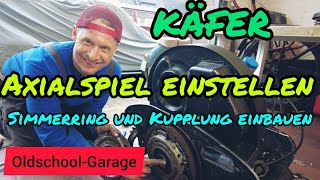 VW Käfer  Typ1 Motor Axialspiel einstellen Simmering Kupplung und Schwungrad einbauen [upl. by Maice115]