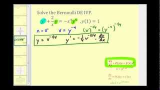 Solve a Bernoulli Differential Equation Initial Value Problem [upl. by Tonina]