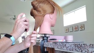 ASMR Hairstyle Trimming blow drying and quick French braid on Mannequin No talking [upl. by Sopher]