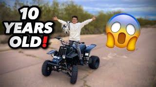 10 YEAR OLD RIDES YAMAHA BANSHEE 350  MOTORHEADMIZZO [upl. by Drahcir]