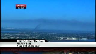 Marsh fire burns in New Orleans East [upl. by Lemra]