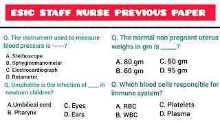 ESIC question paper for staff nursePractice Paper for ESICESIC exam preparation 2024 [upl. by Paehpos]