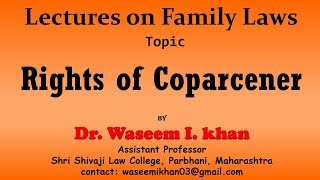 Rights of Coparcener  Lectures on Family Law [upl. by Schreibman]