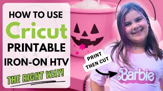 Cricut Printable IronOn Heat Transfer Vinyl Tutorial  DIY Barbie TShirt [upl. by Ilesara507]