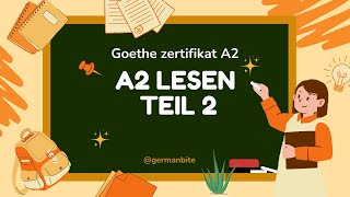 Goethe A2 Exam Preparation  Lesen Teil 2  Practice with Model Test Part 1goethezertifikatgerman [upl. by Ainer]