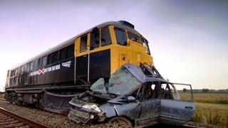 Car hit by train  Safety Message HQ  Top Gear  Series 9  BBC [upl. by Gnal]