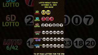 Lotto Result Today 900 pm draw October 15 2024 shorts [upl. by Nedle]