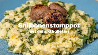 Recept Snijbonenstamppot met gehaktballetjes [upl. by Gona]