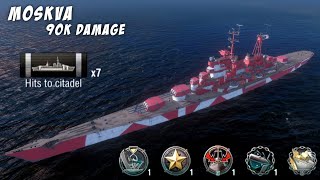 Moskva  Heavy Cruiser 90k dmg  World of Warships Blitz gameplay [upl. by Enerehs]