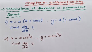 Class 12 Chapter 5 Differentiability part 16Anns LearningHub Derivatives of parametric forms [upl. by Gabey]