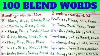 Blend Words। bl cl fl gl pl sl br cr dr fr gr pr tr sk sm sn sp st sw tw scr spl str Blending [upl. by Ivey836]