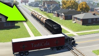 Stuck At Rails Railroad Crossing TRAIN Crashes  BeamNG Drive [upl. by Aikahs927]