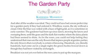 The Garden Party By Katherine MansfieldPart  1Class11Semester 2New SyllabusWBCHSE [upl. by Notnilk]