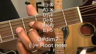 Guitar Chord Tutorial How To Play A Diminished 7th Chord Dim7 On Guitar EricBlackmonMusic [upl. by Ahsienaj973]