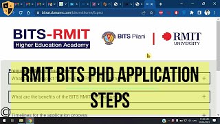 BITS Pilani  RMIT Australia Joint PhD Program Application Steps [upl. by Filberte129]