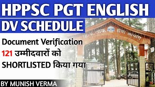 HPPSC PGT ENGLISH DOCUMENT VERIFICATION Schedule [upl. by Olney905]